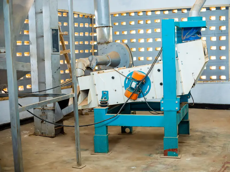 Grain cleaning machine at the milling plant