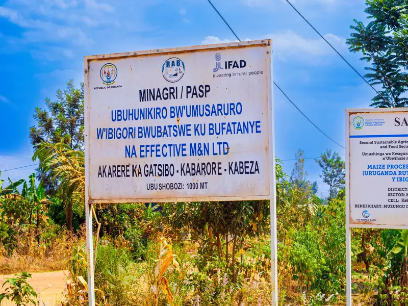 MINAGRI / IFAD supported maize processing plant signboard